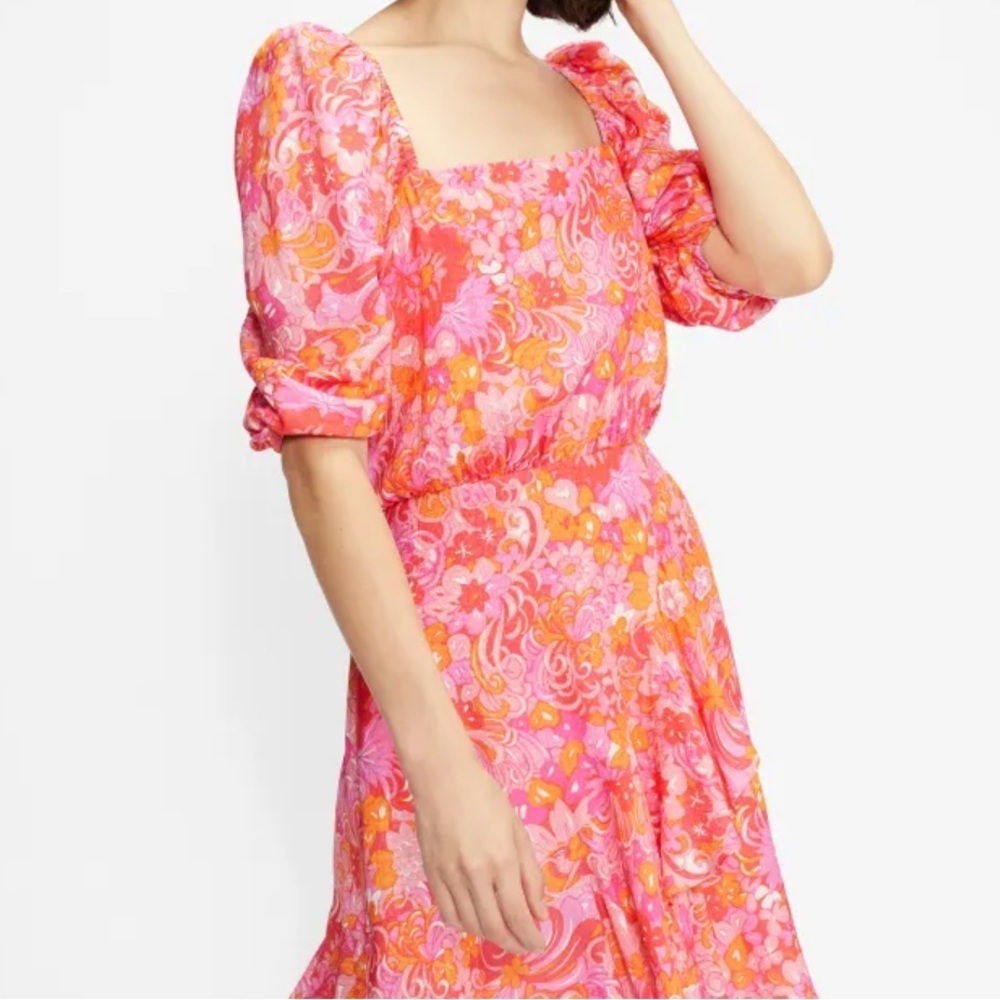 Ted Baker Bethha Paisley puff sleeved dress Size 5 NWT